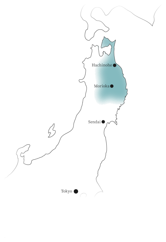 南部エリア（岩手県および青森県東部）を示す地図